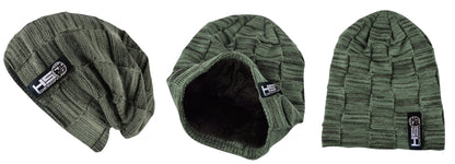 Melange Green Beanie With Eco-Fur HotSpot Design