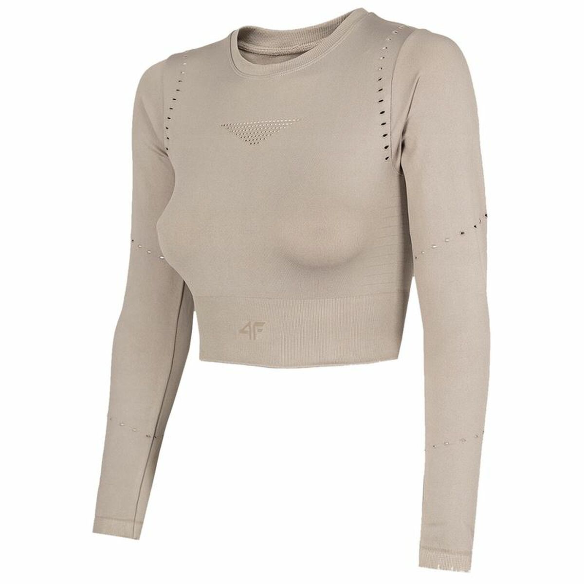 4F Crop-Top girocollo da allenamento Donna Beige